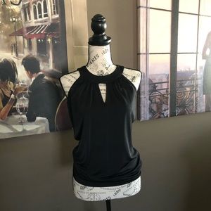 Black silk-effect top